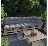 Set di 6 Cuscini Trapuntati da Giardino 120x80 + 120x40 Grigio Set di 6 Cuscini Trapuntati da Giardino 120x80 + 120x40 Grigio