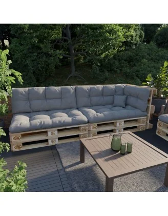 Set di 6 Cuscini Trapuntati da Giardino 120x80 + 120x40 Grigio