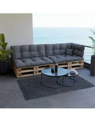 Set di 6 Cuscini Trapuntati da Giardino 120x80 + 120x40 Grigio