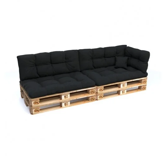Set di 6 Cuscini Trapuntati da Giardino 120x80 + 120x40 Nero