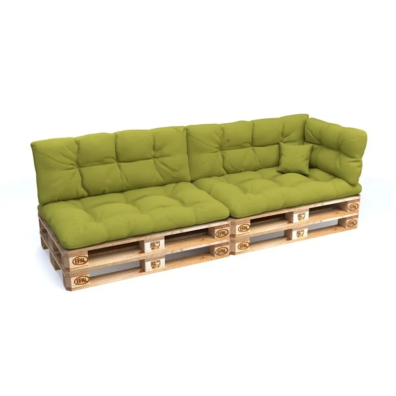 Set di 6 Cuscini per Pallet: 2x 120x80 + 2x 120x40 + 60x40 + 40x40, Trapuntati, Lime Set di 6 Cuscini per Pallet: 2x 120x80 + 2x 120x40 + 60x40 + 40x40, Trapuntati, Lime