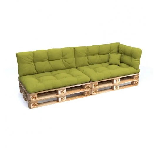 Set di 6 Cuscini per Pallet: 2x 120x80 + 2x 120x40 + 60x40 + 40x40, Trapuntati, Lime