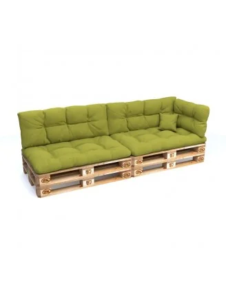Set di 6 Cuscini per Pallet: 2x 120x80 + 2x 120x40 + 60x40 + 40x40, Trapuntati, Lime