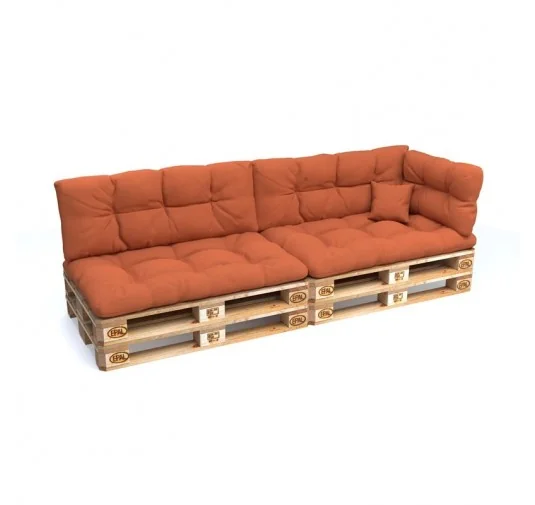 Set di 6 Cuscini per Pallet: 2x 120x80 + 2x 120x40 + 60x40 + 40x40, Trapuntati, Arancione