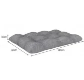 Cuscino di Seduta Trapuntato per Pallet 120x80x15 cm Grigio