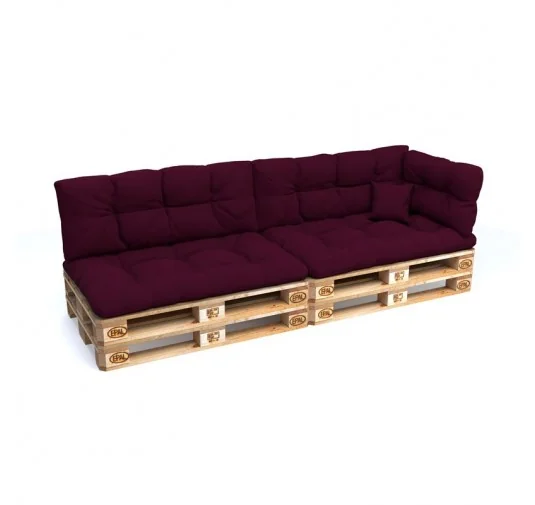 Set di 6 Cuscini per Pallet: 2x 120x80 + 2x 120x40 + 60x40 + 40x40, Trapuntati, Viola
