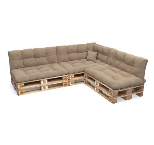 Set di 8 Cuscini Trapuntati da Giardino 120x80 + 120x40 Beige