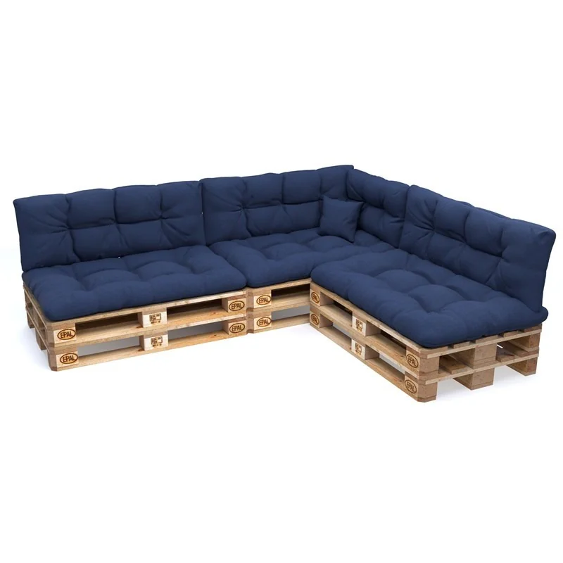 Set di 8 Cuscini Trapuntati da Giardino 120x80 + 120x40 Blu Scuro Set di 8 Cuscini Trapuntati da Giardino 120x80 + 120x40 Blu Scuro