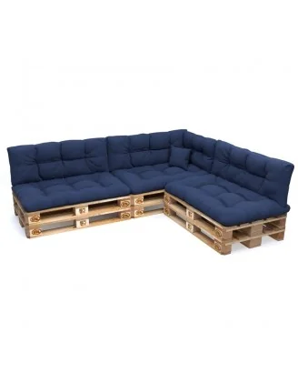 Set di 8 Cuscini Trapuntati da Giardino 120x80 + 120x40 Blu Scuro