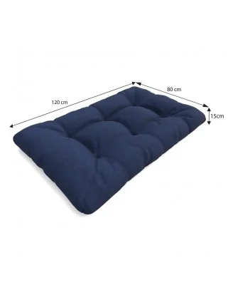 Set di 8 Cuscini Trapuntati da Giardino 120x80 + 120x40 Blu Scuro