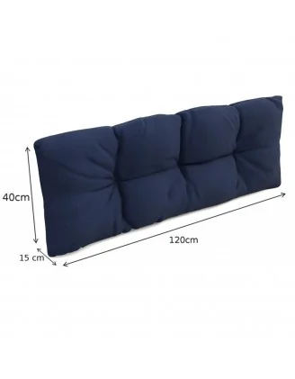 Set di 8 Cuscini Trapuntati da Giardino 120x80 + 120x40 Blu Scuro