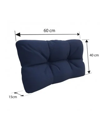 Set di 8 Cuscini Trapuntati da Giardino 120x80 + 120x40 Blu Scuro