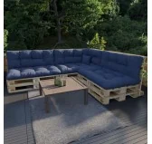 Set di 8 Cuscini Trapuntati da Giardino 120x80 + 120x40 Blu Scuro Set di 8 Cuscini Trapuntati da Giardino 120x80 + 120x40 Blu Scuro