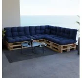 Set di 8 Cuscini Trapuntati da Giardino 120x80 + 120x40 Blu Scuro Set di 8 Cuscini Trapuntati da Giardino 120x80 + 120x40 Blu Scuro