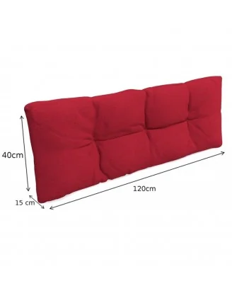 Set di 8 Cuscini per Pallet: 3x 120x80 + 3x 120x40 + 60x40 + 40x40, Trapuntati, Rosso