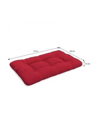 Set di 8 Cuscini per Pallet: 3x 120x80 + 3x 120x40 + 60x40 + 40x40, Trapuntati, Rosso