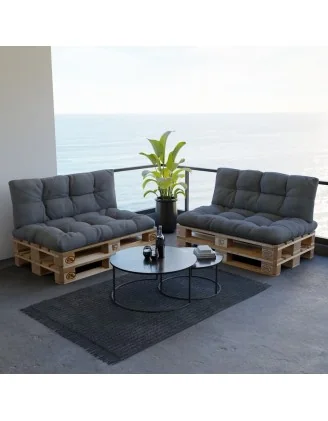 Cuscino Schienale Trapuntato per Pallet 120x40x12 cm Grigio