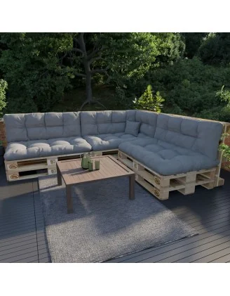 Cuscino Schienale Trapuntato per Pallet 120x40x12 cm Grigio