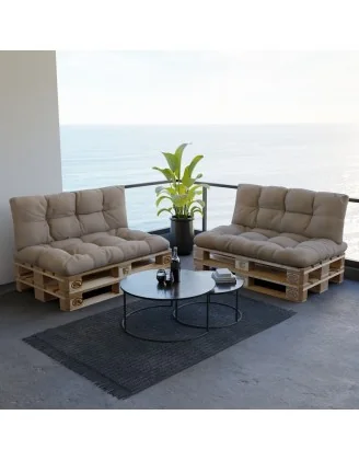 Cuscino di Seduta Trapuntato per Pallet 120x80x15 cm Beige