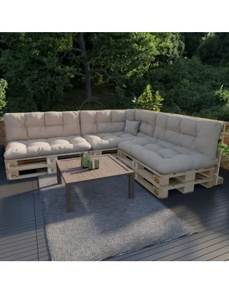 Cuscino di Seduta Trapuntato per Pallet 120x80x15 cm Beige