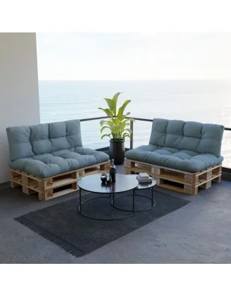Cuscino di Seduta Trapuntato per Pallet 120x80x15 cm Blu