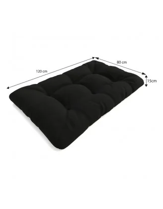Cuscino di Seduta Trapuntato per Pallet 120x80x15 cm Nero