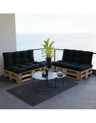 Cuscino di Seduta Trapuntato per Pallet 120x80x15 cm Nero