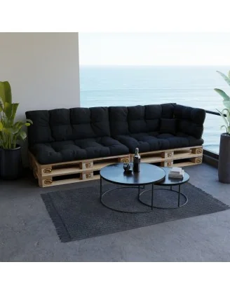 Cuscino di Seduta Trapuntato per Pallet 120x80x15 cm Nero