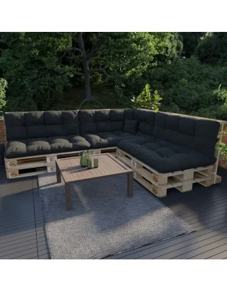 Cuscino di Seduta Trapuntato per Pallet 120x80x15 cm Nero