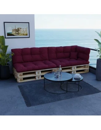Cuscino di Seduta per Pallet, Trapuntato, 120x80x12 cm, Bordeaux