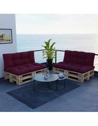 Cuscino di Seduta per Pallet, Trapuntato, 120x80x12 cm, Bordeaux