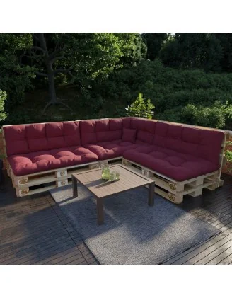 Cuscino di Seduta per Pallet, Trapuntato, 120x80x12 cm, Bordeaux