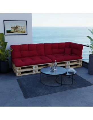 Cuscino Laterale per Pallet, Trapuntato, 60x40x12 cm, Rosso