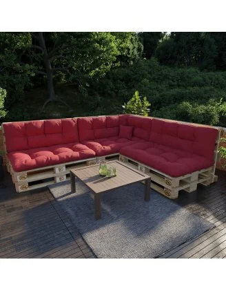 Cuscino Laterale per Pallet, Trapuntato, 60x40x12 cm, Rosso