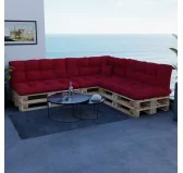 Cuscino Laterale per Pallet, Trapuntato, 60x40x12 cm, Rosso