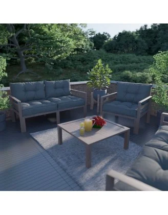 Set di 2 Cuscini per Sedia da Giardino Antracite 60x60 + 60x40