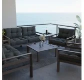Set di 2 Cuscini per Sedia da Giardino Antracite 60x60 + 60x40 Set di 2 Cuscini per Sedia da Giardino Antracite 60x60 + 60x40