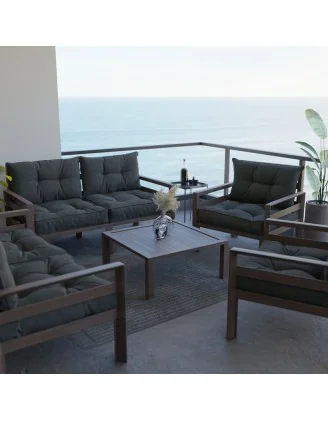 Set di 2 Cuscini per Sedia da Giardino Antracite 60x60 + 60x40