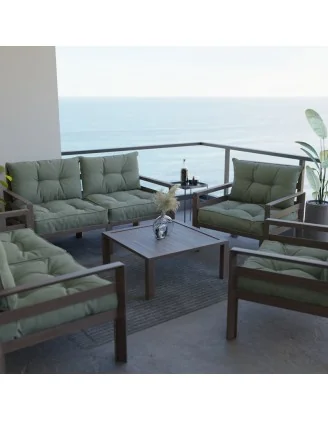 Set di 2 Cuscini per Sedia da Giardino Verde 70x70 + 70x40