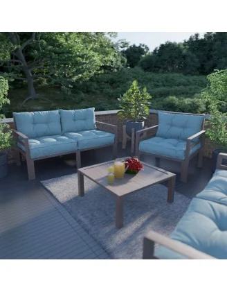 Set di 2 Cuscini per Sedia da Giardino Blu 60x60 + 60x40