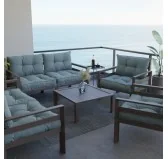 Set di 2 Cuscini per Sedia da Giardino Blu 60x60 + 60x40