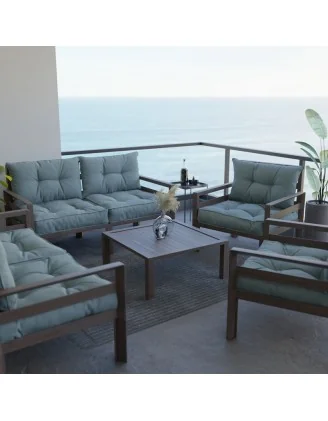 Set di 2 Cuscini per Sedia da Giardino Blu 60x60 + 60x40