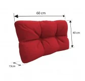 Cuscino Laterale per Pallet, Trapuntato, 60x40x12 cm, Rosso