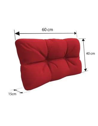 Cuscino Laterale per Pallet, Trapuntato, 60x40x12 cm, Rosso