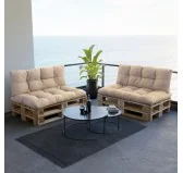 Cuscino Schienale per Pallet, Impermeabile, Trapuntato, 120x40x12 cm, Beige Cuscino Schienale per Pallet, Impermeabile, Trapuntato, 120x40x12 cm, Beige