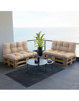 Cuscino Schienale per Pallet, Impermeabile, Trapuntato, 120x40x12 cm, Beige