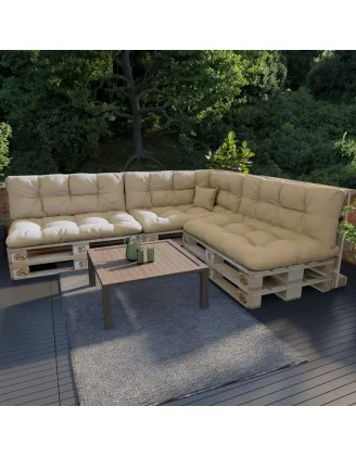 Cuscino Schienale per Pallet, Impermeabile, Trapuntato, 120x40x12 cm, Beige