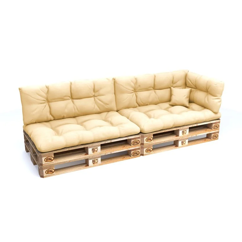 Set di 6 Cuscini da Esterno per Pallet, Impermeabili, Trapuntati, Beige