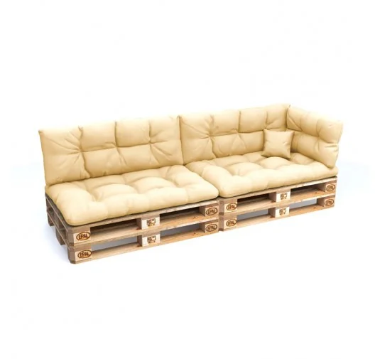 Set di 6 Cuscini da Esterno per Pallet, Impermeabili, Trapuntati, Beige