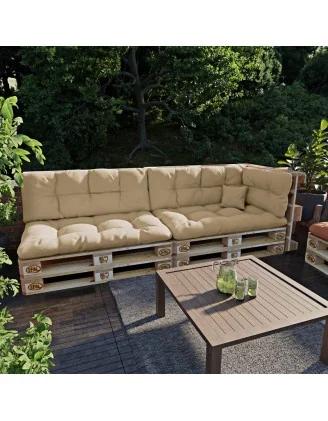 Set di 6 Cuscini da Esterno per Pallet, Impermeabili, Trapuntati, Beige